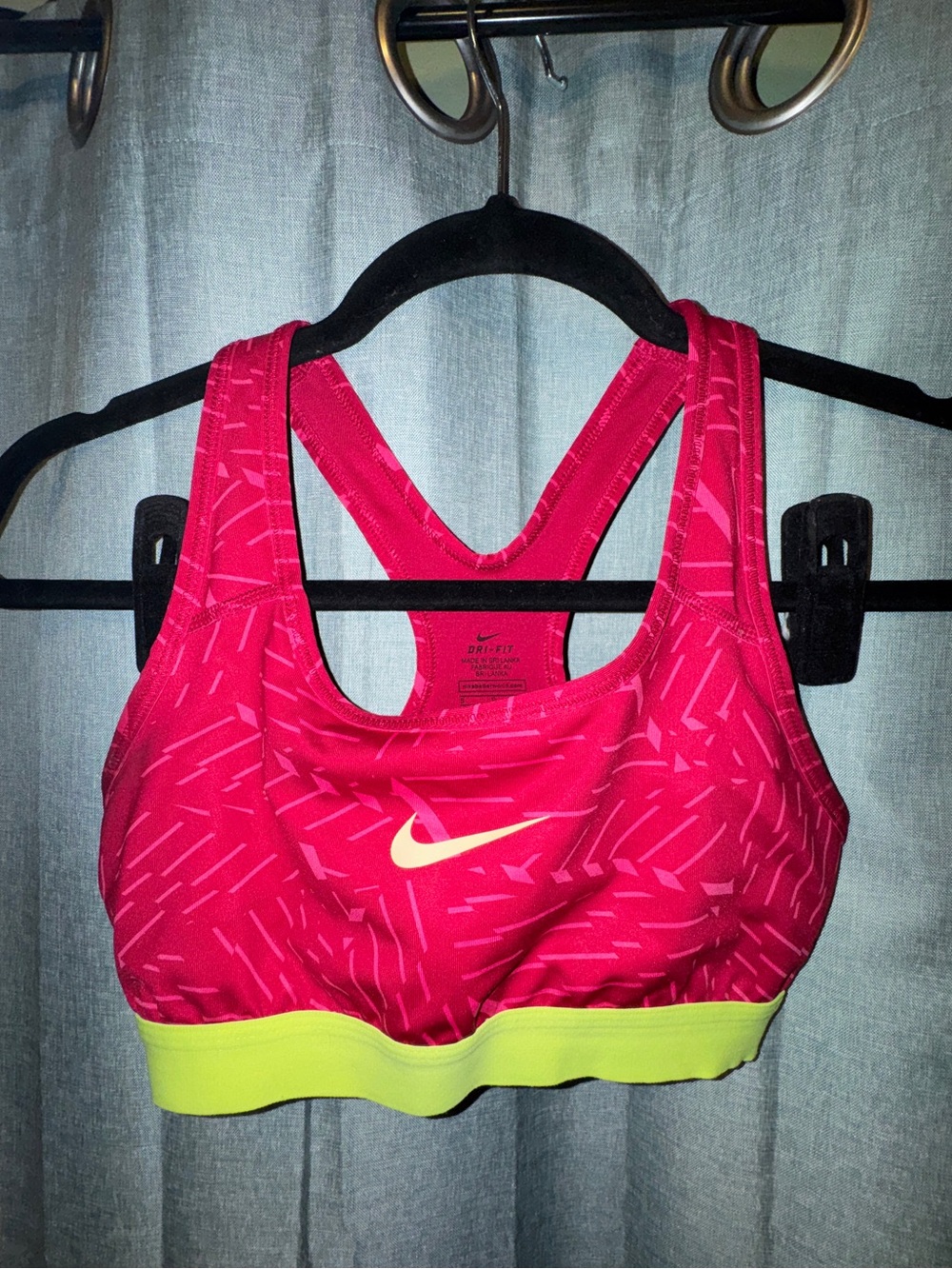 Nike Pink Sports Bra with Neon Yellow Band